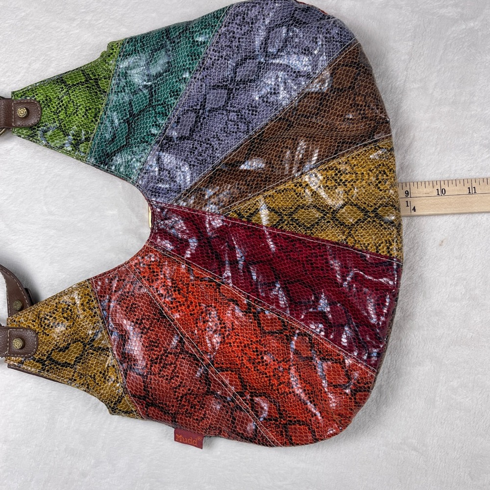 Mudd Vintage Y2K Multicolor Snakeskin Patchwork Hobo Shoulder Bag READ - Picture 7 of 9